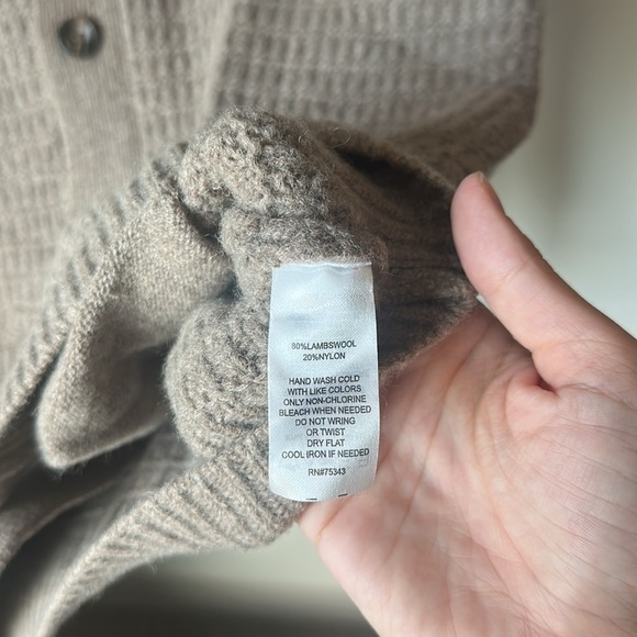 Savile Row Company Lambswool Blend Cardigan Sweater Small Brown Shawl Collar - Picture 6 of 12